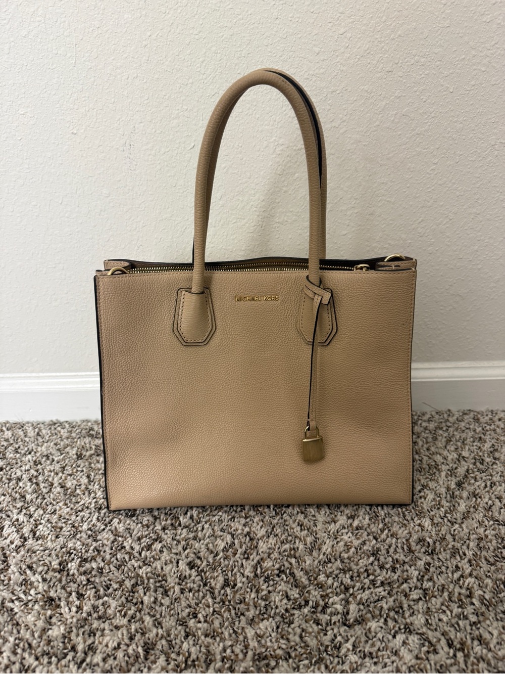 Michael Kors Nude Tan Pebbled Leather Satchel